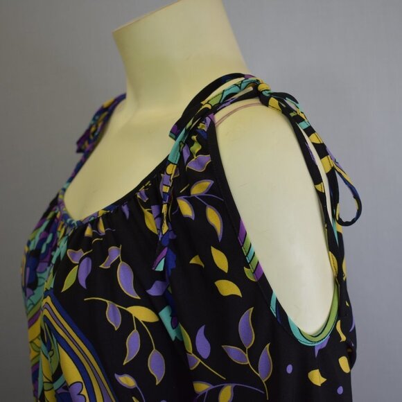 CACHE COLD SHOULDER 3/4 SLEEVES PRINTED BLOUSE‎  SZ MD - Picture 4 of 8